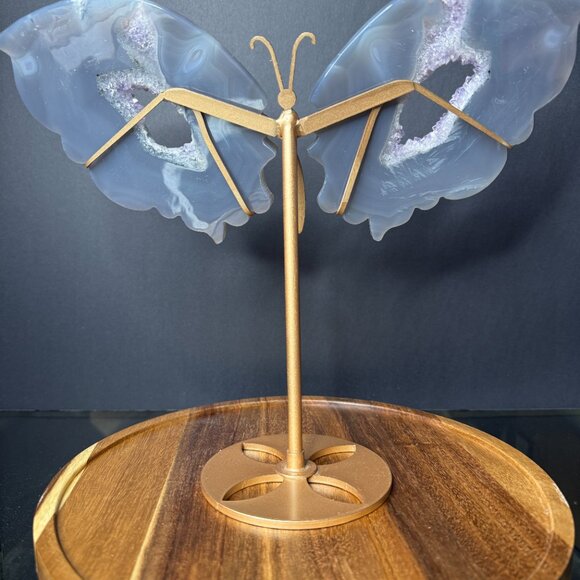 Amethyst Agate Butterfly Wings Druzy Blue Purple Natural Stone Chalcedony - Picture 6 of 7